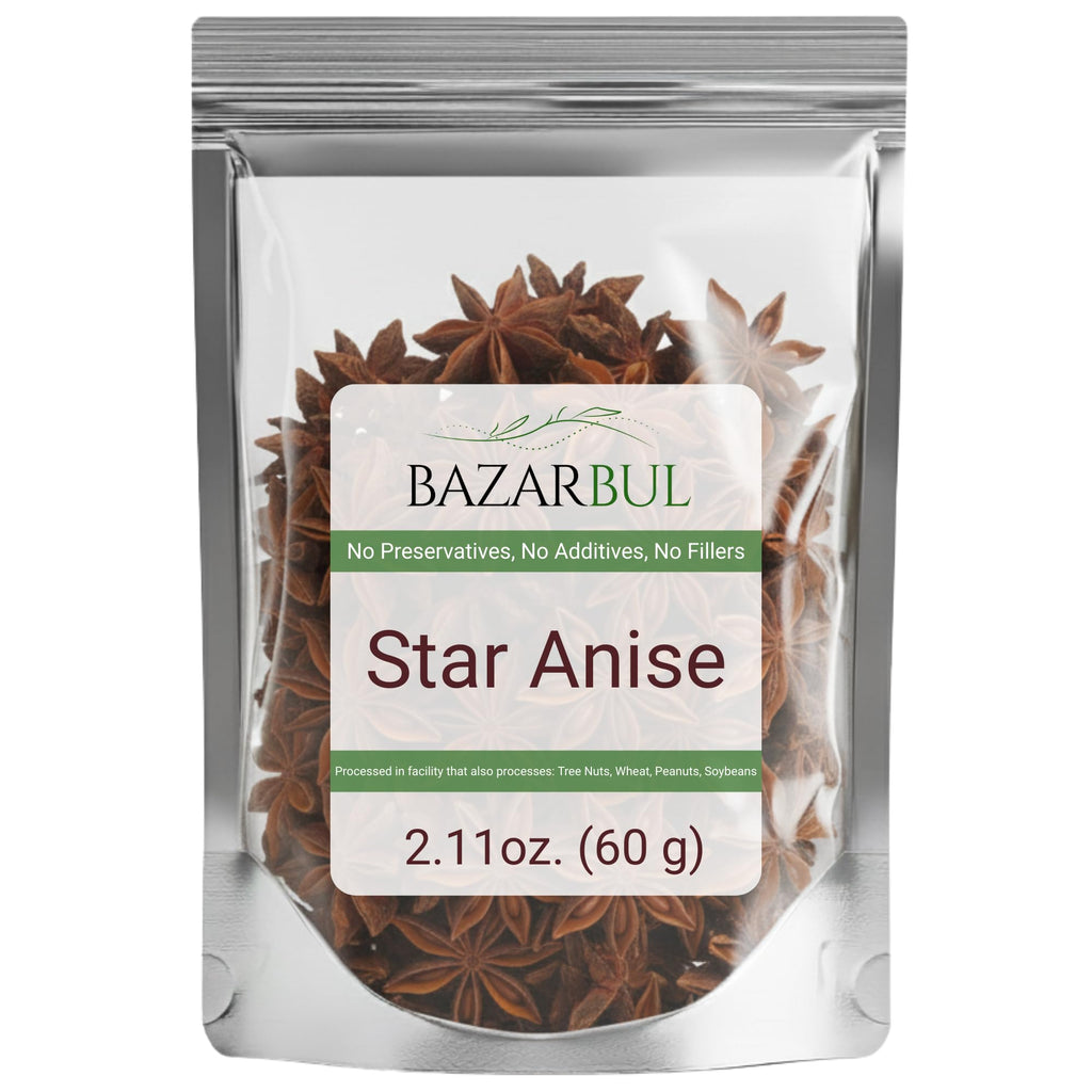 Authentic Whole Star Anise for Tea & Baking 2.11 Ounce - Bazarbul