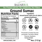 BAZARBUL Pure Sumac Spice Powder, 4 oz Resealable Bag