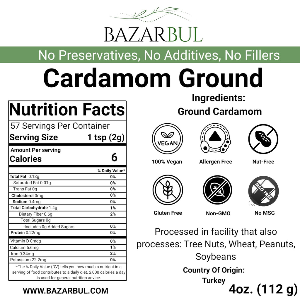 Cardamom Ground, 4 oz - Bazarbul