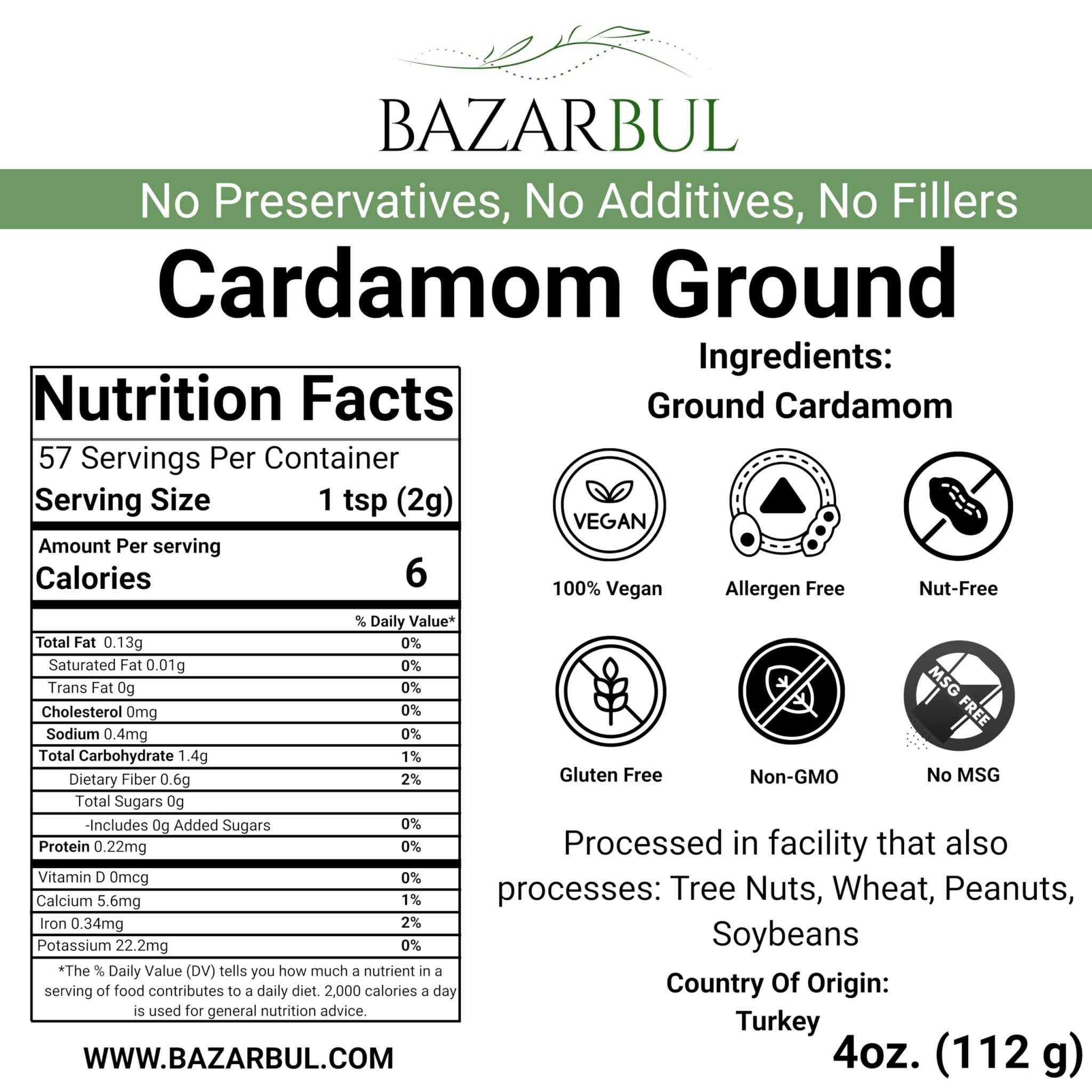 Cardamom Ground, 4 oz - Bazarbul