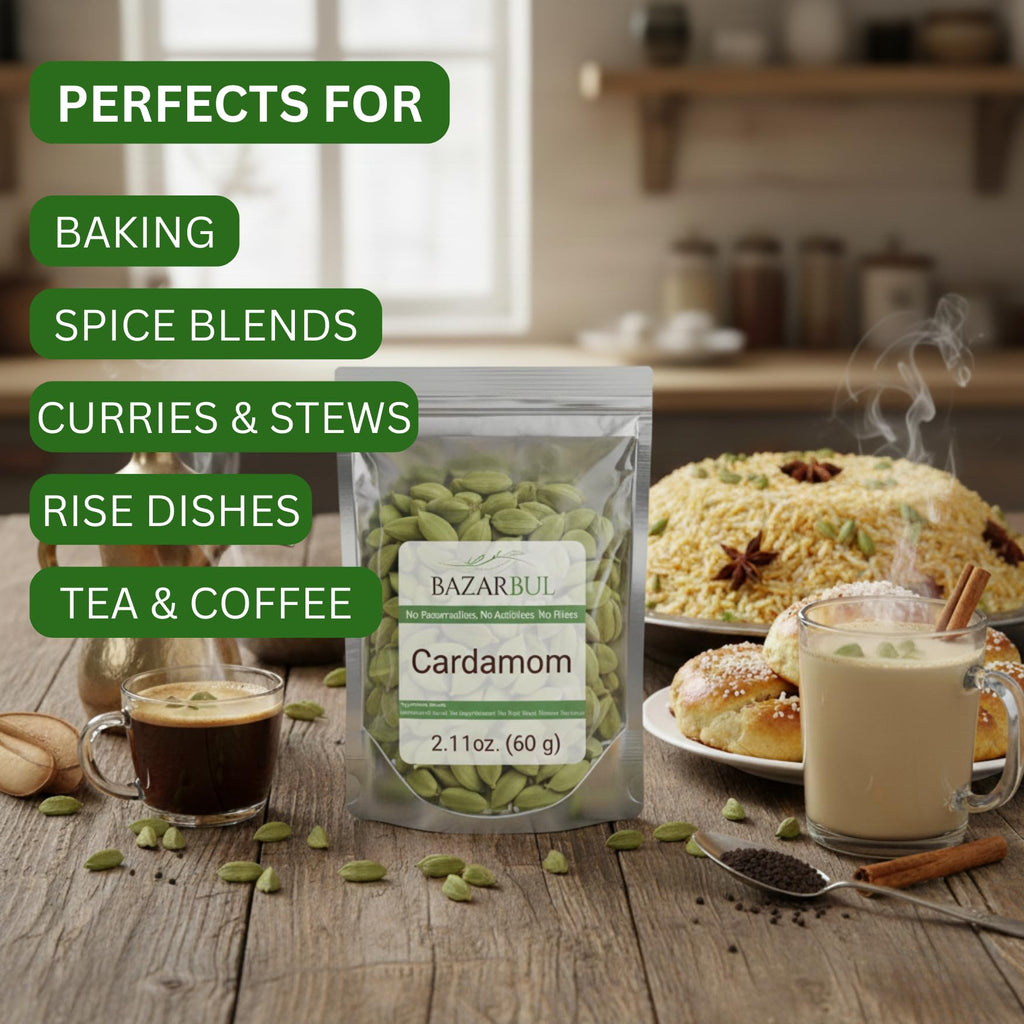 Cardamom Seeds Whole (2.11 Oz) 60g - Bazarbul