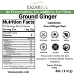 Ground Ginger Powder – 4oz Resealable Pouch - Bazarbul