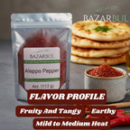 Premium Crushed Aleppo Pepper Flakes 4 Ounces - Bazarbul