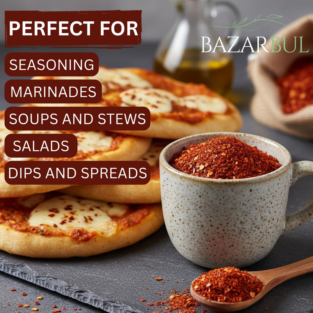 Premium Crushed Aleppo Pepper Flakes 4 Ounces - Bazarbul