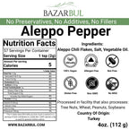Premium Crushed Aleppo Pepper Flakes 4 Ounces - Bazarbul