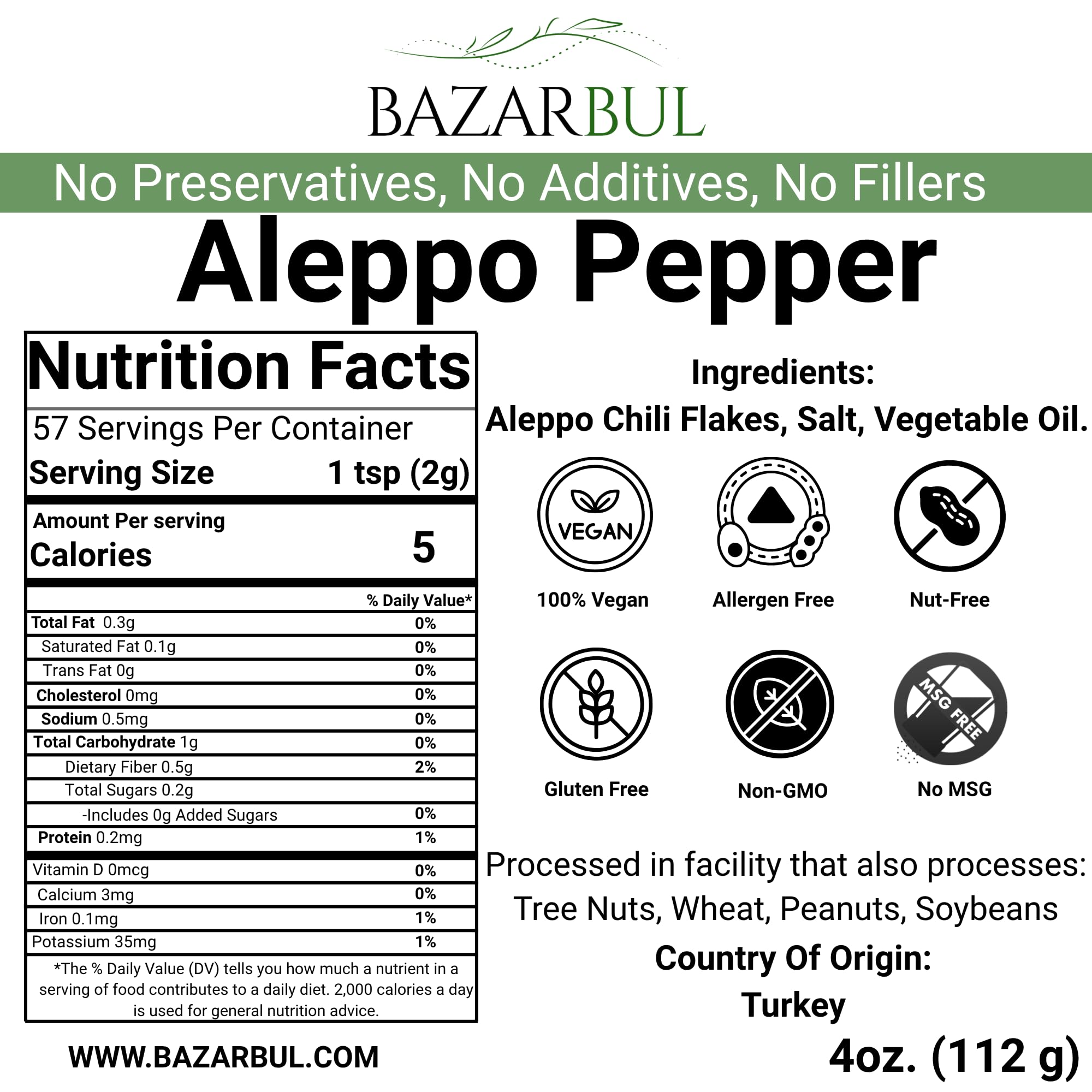 Premium Crushed Aleppo Pepper Flakes 4 Ounces - Bazarbul