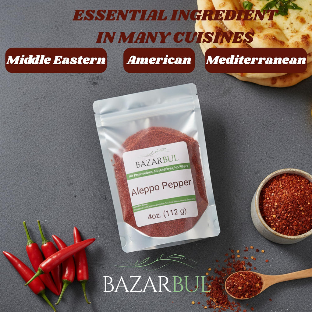 Premium Crushed Aleppo Pepper Flakes 4 Ounces - Bazarbul