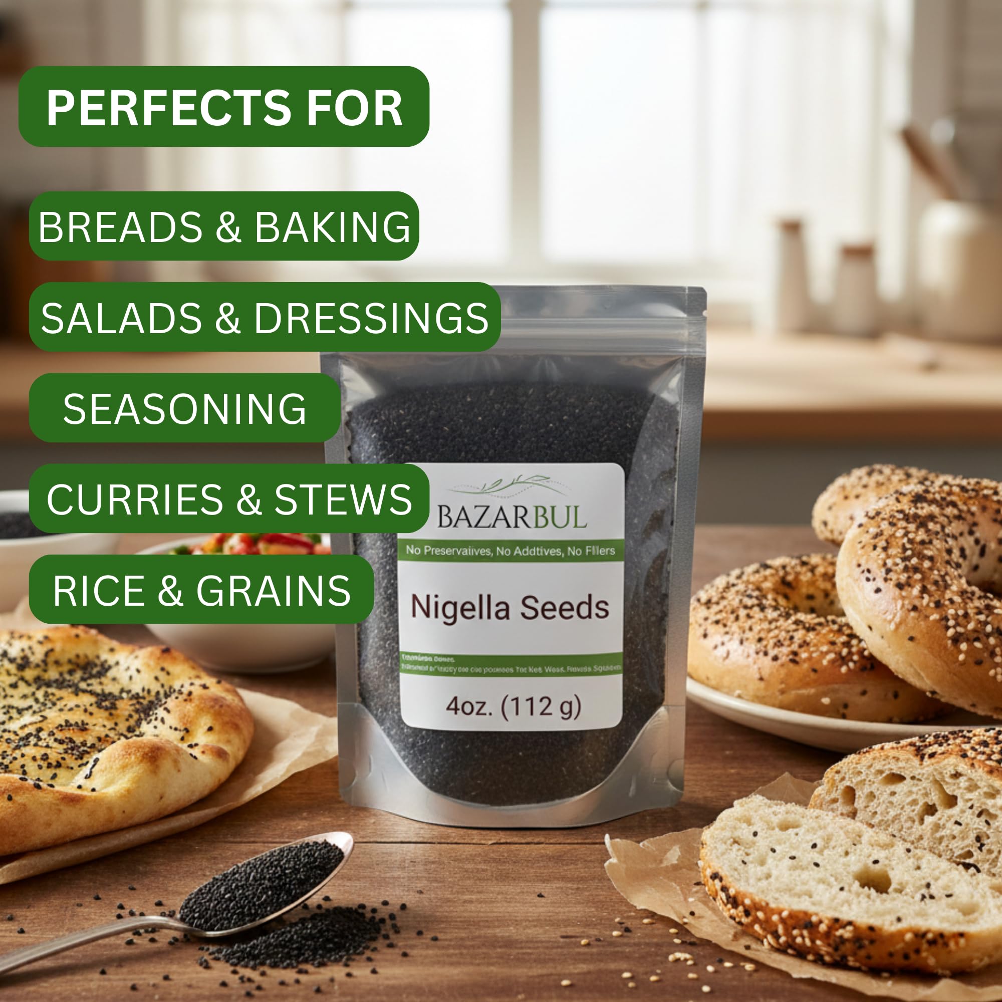 Premium Nigella Seeds (Black Cumin) 4 Oz - Bazarbul