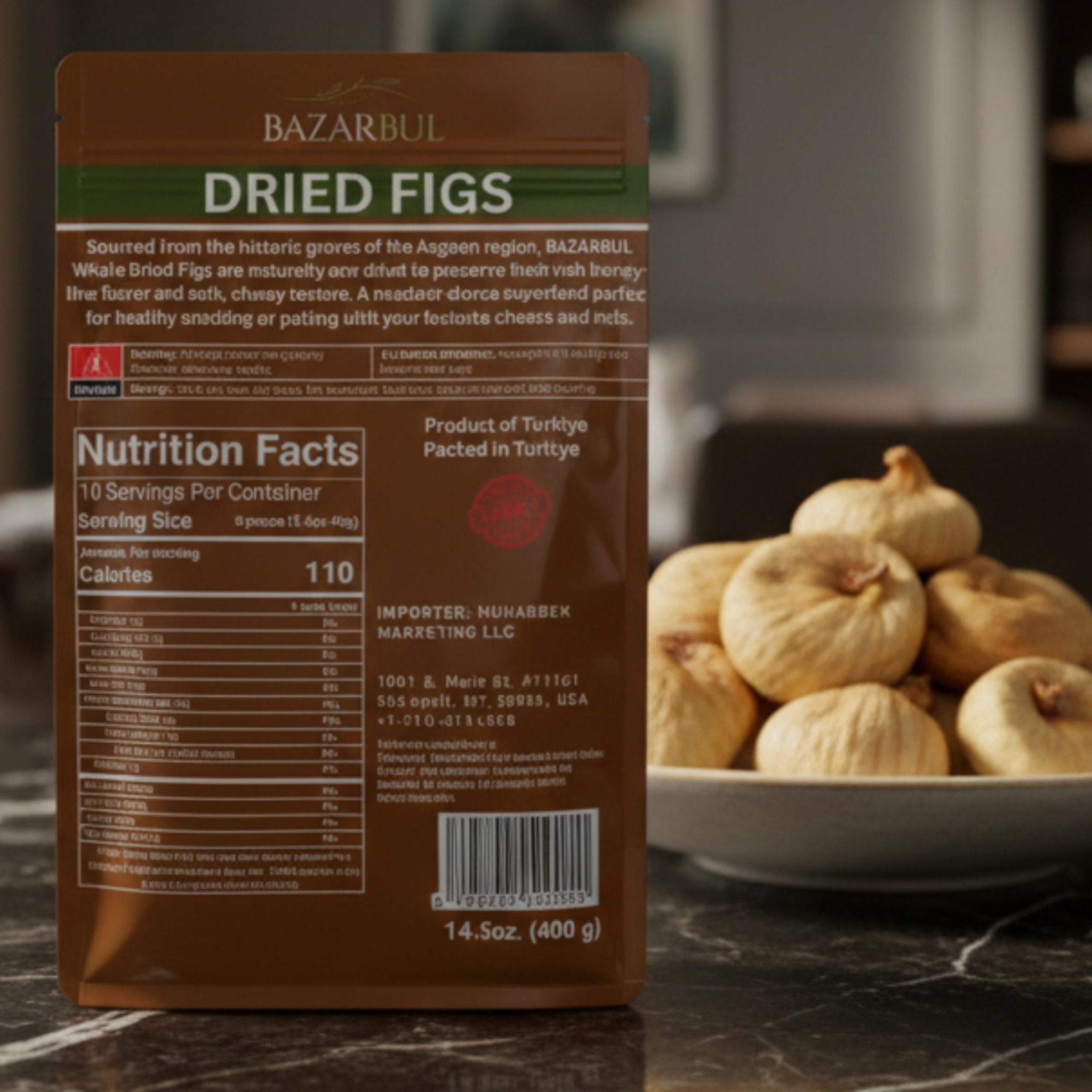 Turkish Dried Figs Whole, 14.5oz - Bazarbul