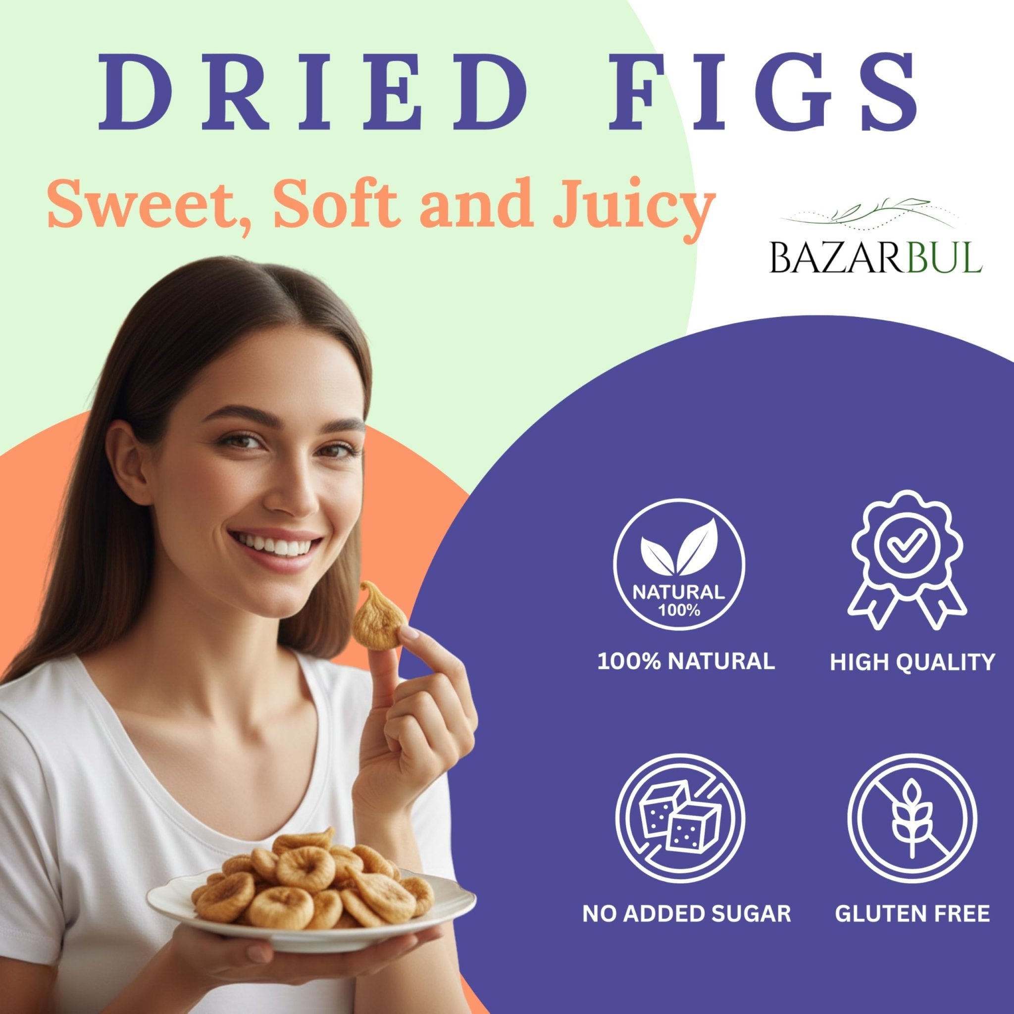 Turkish Dried Figs Whole, 14.5oz - Bazarbul