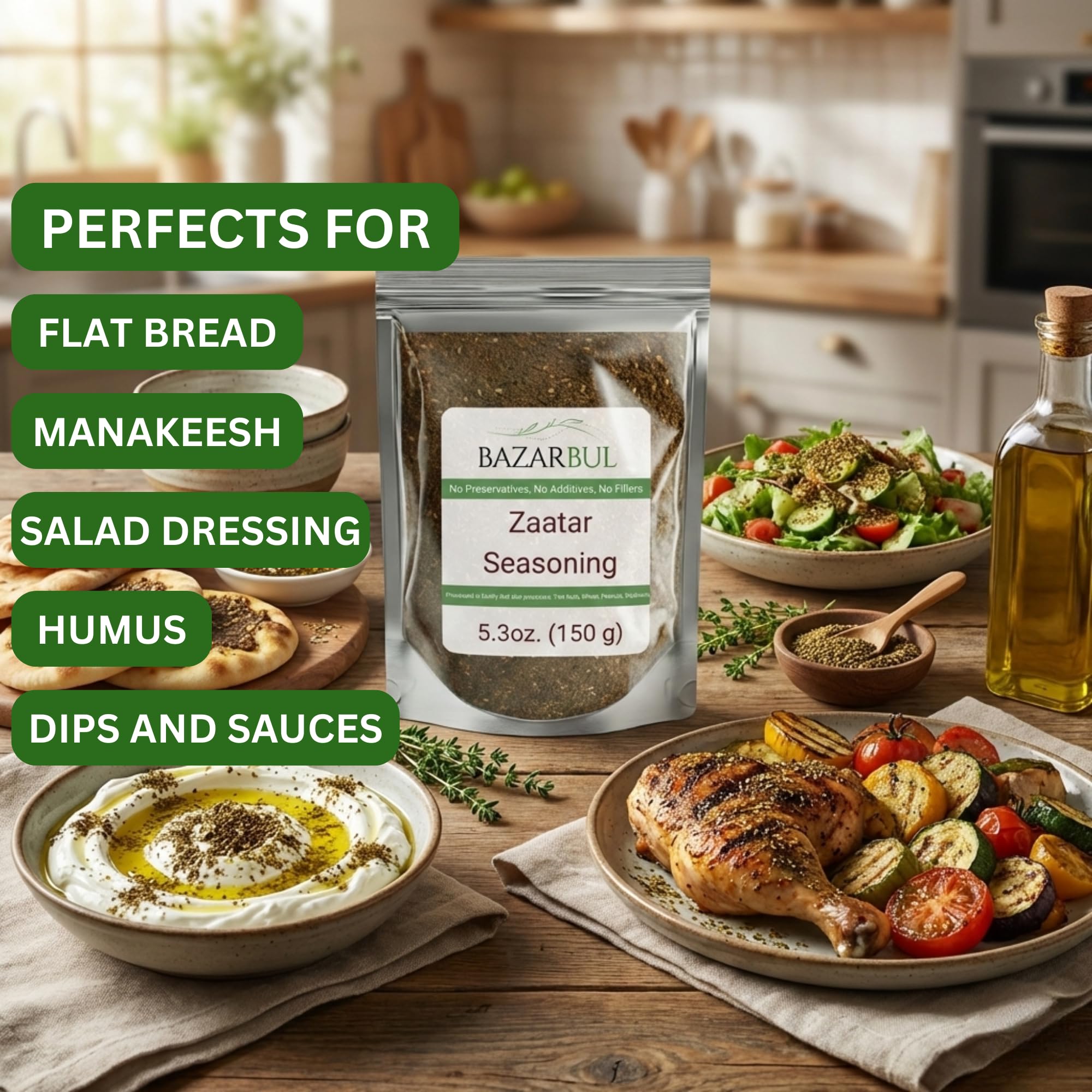 Zaatar Seasoning, 5.3oz, Real Za'atar - Bazarbul
